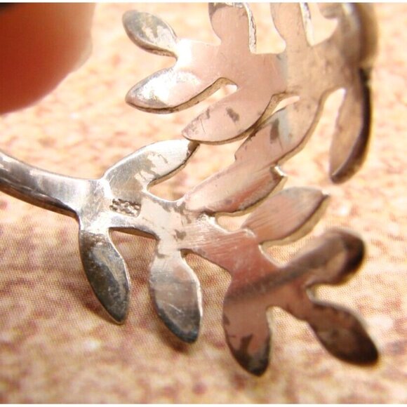 Sterling Silver Ring Leaf Design Size 7 Double Branch Wrap 925 Stamped Unique - Picture 7 of 9